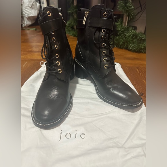 Joie: Raster Block-Heel Leather Combat Boots Size 8.5/39 - Picture 4 of 7